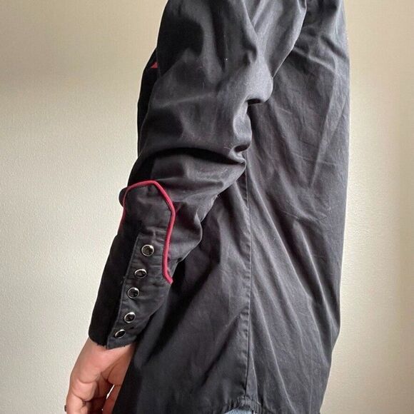 Vintage Wrangler Black Red Western Rodeo Cowgirl Pearl Snap Button Down Sz S - Picture 7 of 9